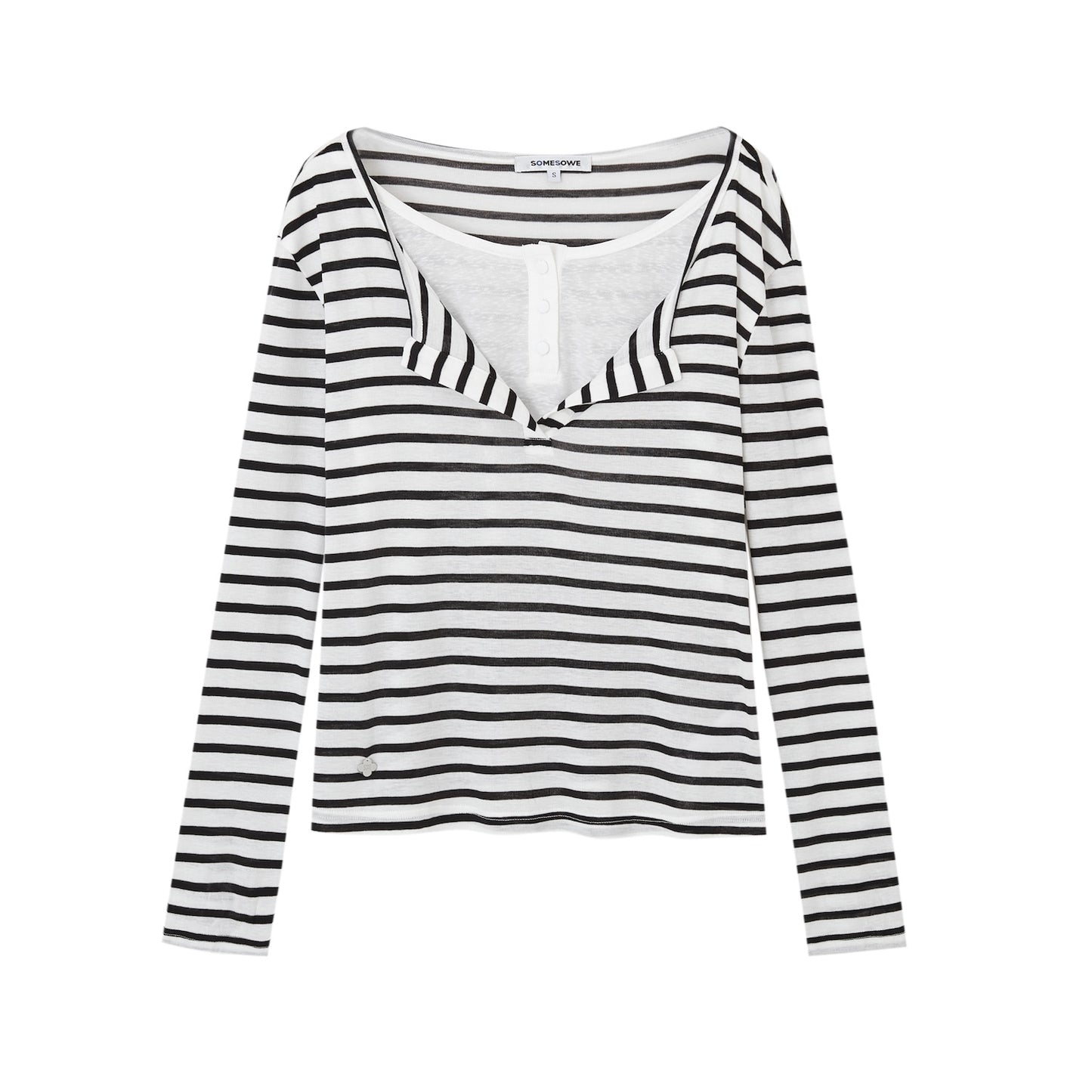 SOMESOWE Draped V-Neck Stripe Top