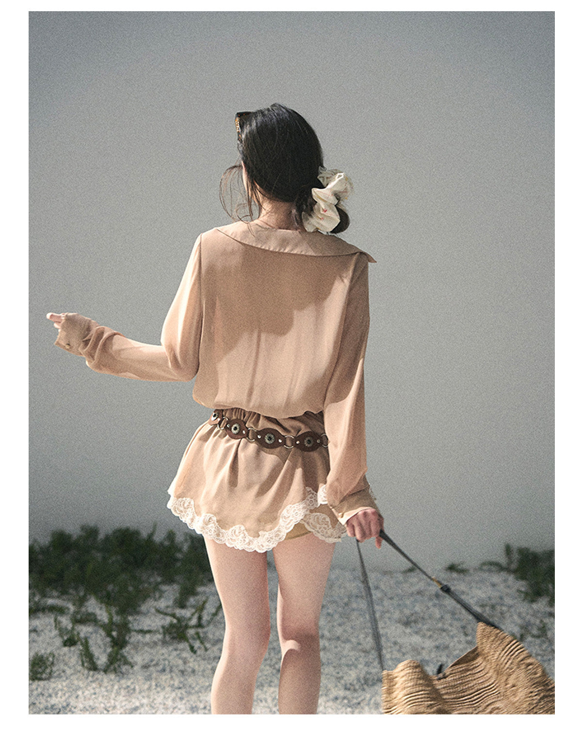 ShaoYeYan Aomalm Hidden in Evening Breeze Fake Two-Layer Lace Dress