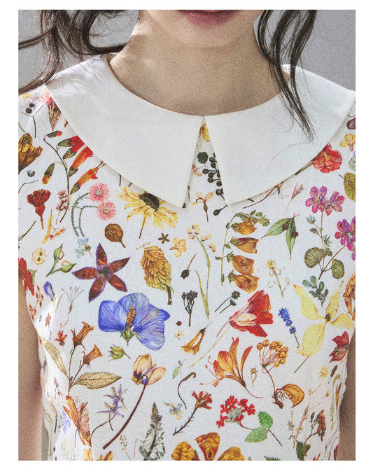 ShaoYeYan Aomalm Petals Blown by the Wind French Floral Dress