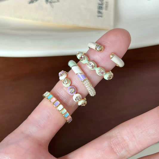 VIGVOG Geometric Chrome Rings
