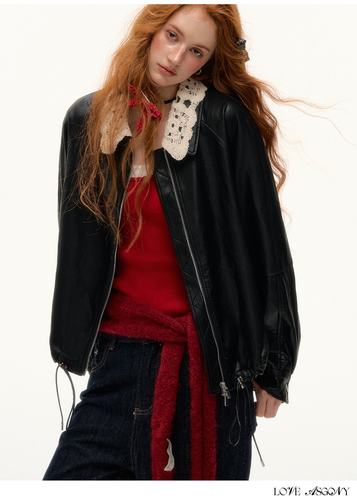 AsGony PU Leather Blazer