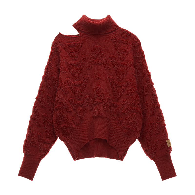 MAMC Off-Shoulder Embroidered Sweater