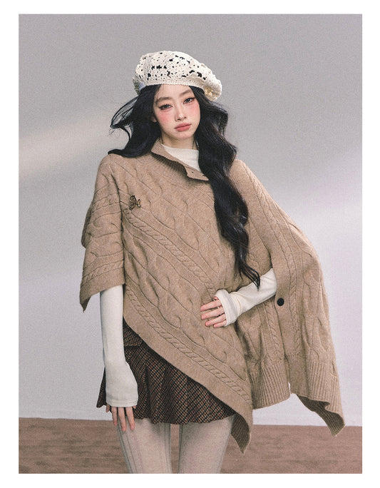 ShaoYeYan British Muse Loose Fit Knit Cape Sweater