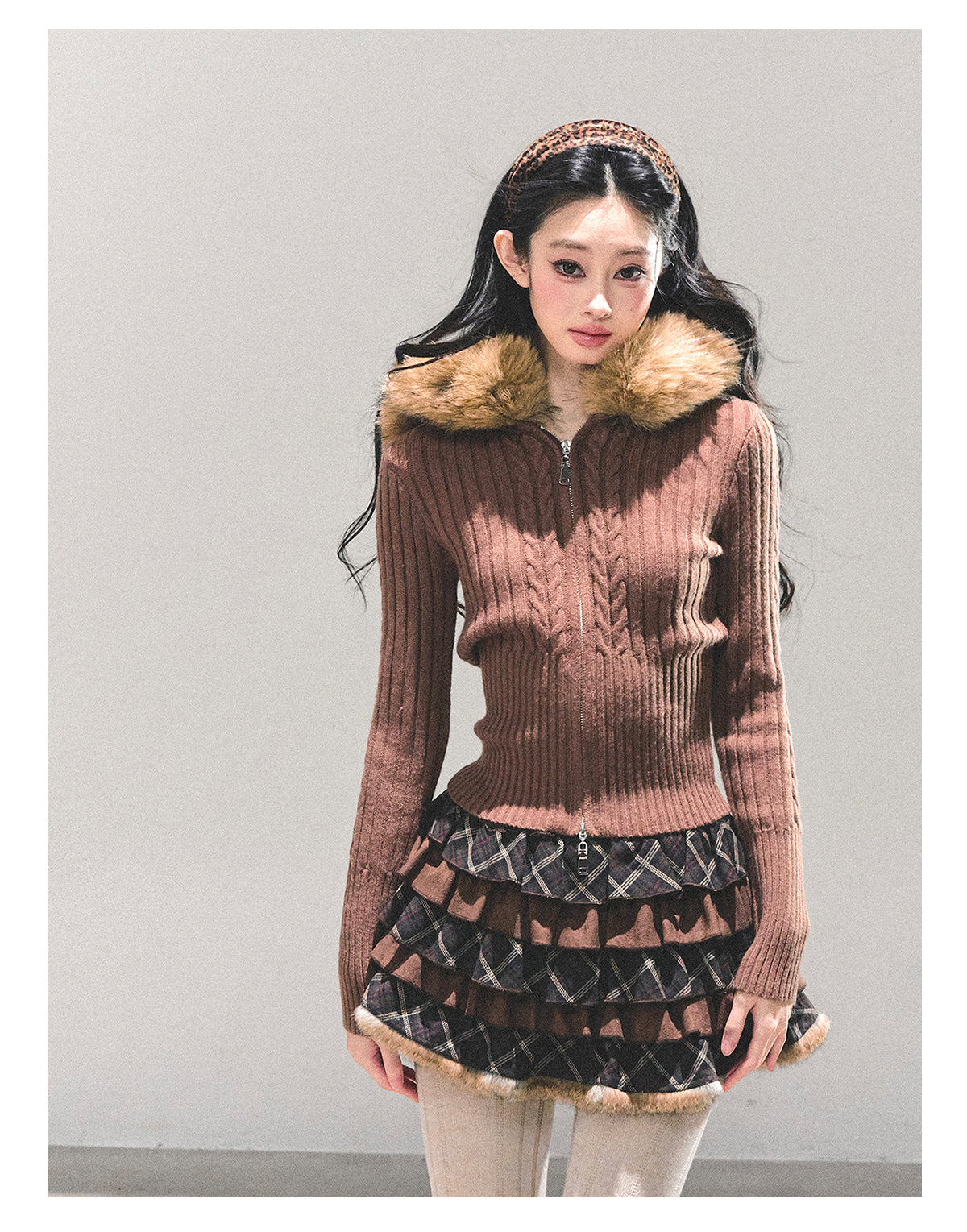 ShaoYeYan Lost Sunset Korean Hooded Knit Cardigan