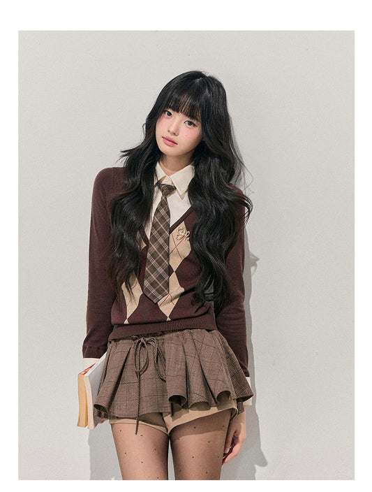 ShaoYeYan Aomalm Phoenix Tree Whispers Fake Two-Layer Diamond Knit Sweater