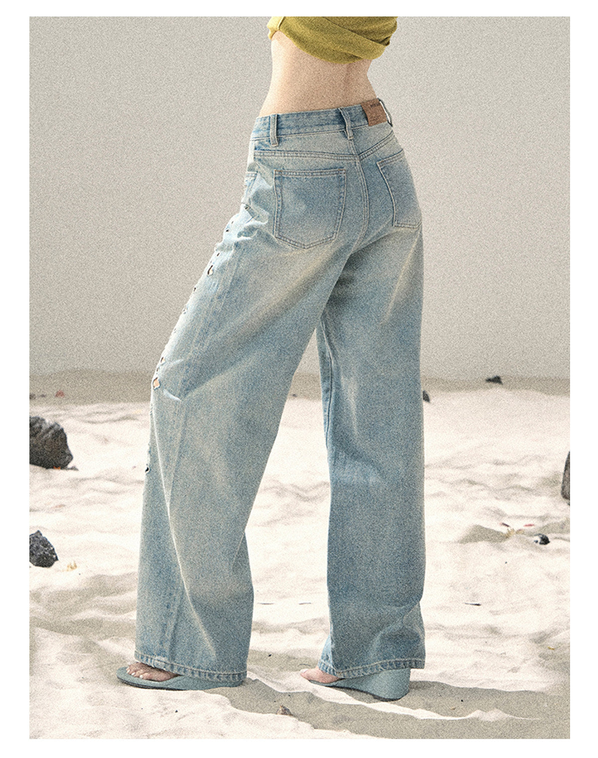 ShaoYeYan Aomalm Scent of Sea Salt American Butterfly Hollow Jeans