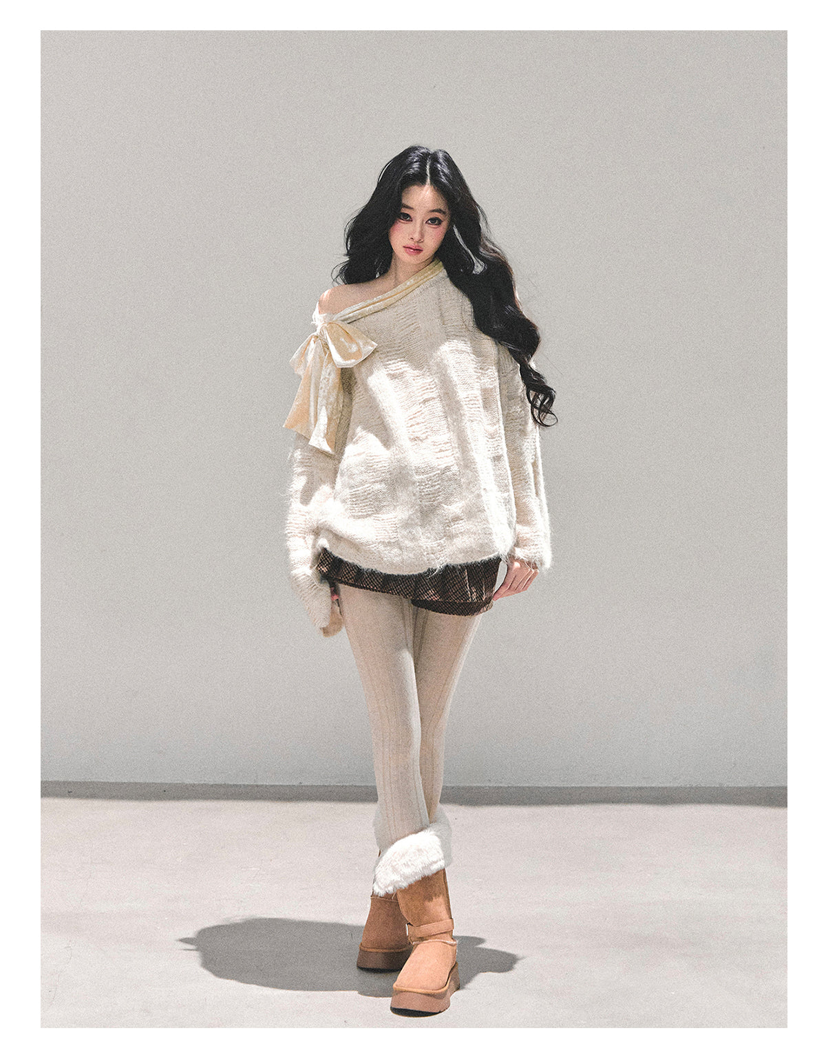 ShaoYeYan She Floods The Morning French Sweet Bow Sweater