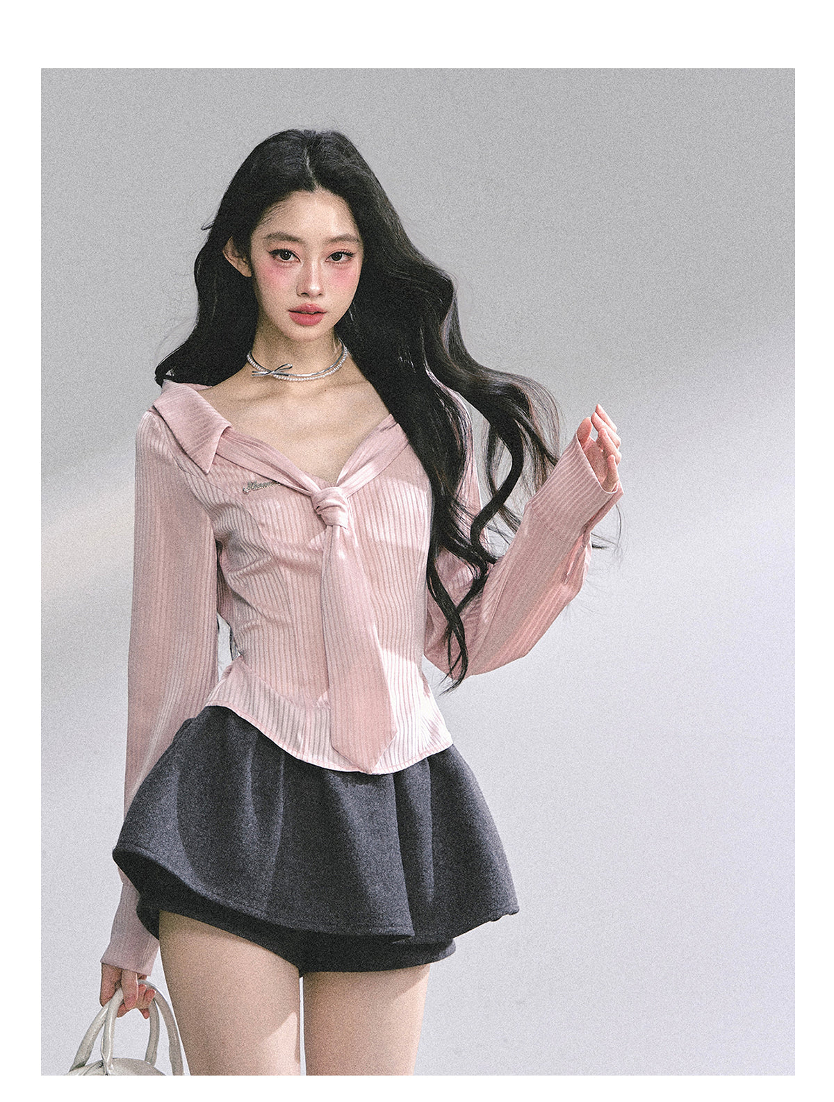 SHAOYEYAN Pink Polo Stripe Shirt