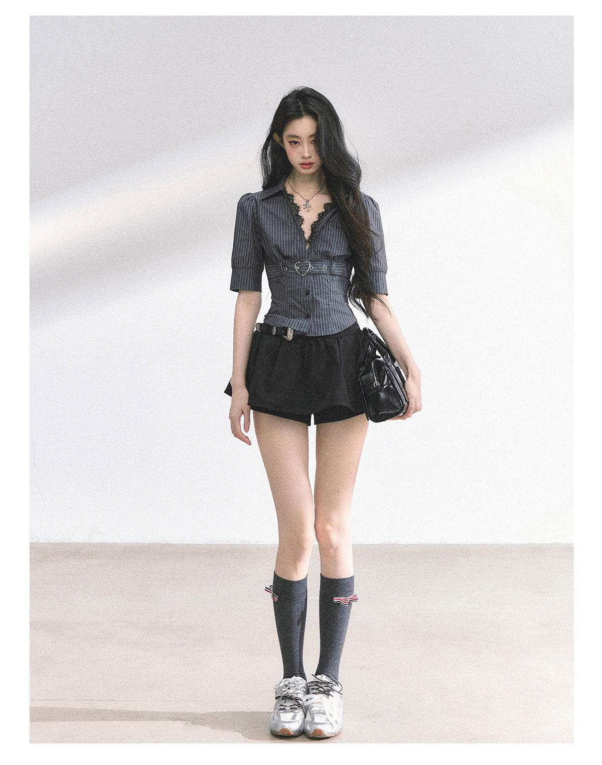 SHAOYEYAN French Lace Striped Shirt