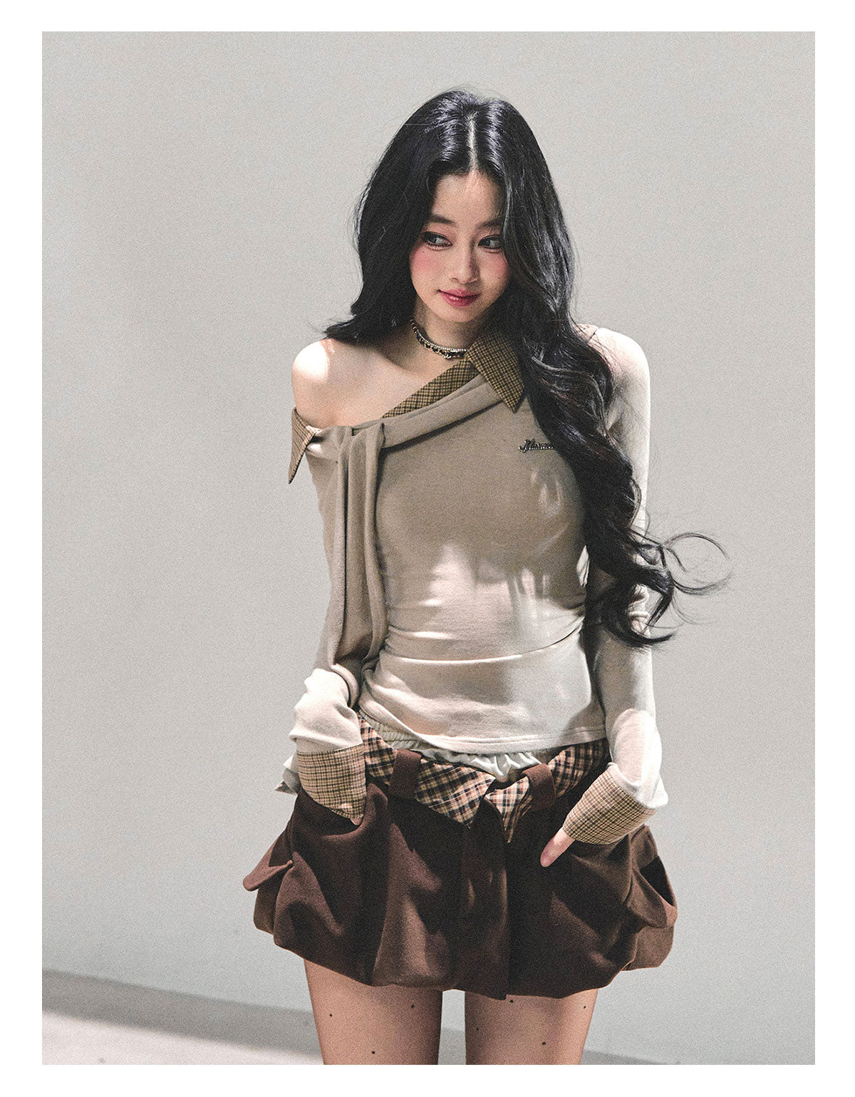 ShaoYeYan She Passes Quietly Fake Two-Layer Knit Top