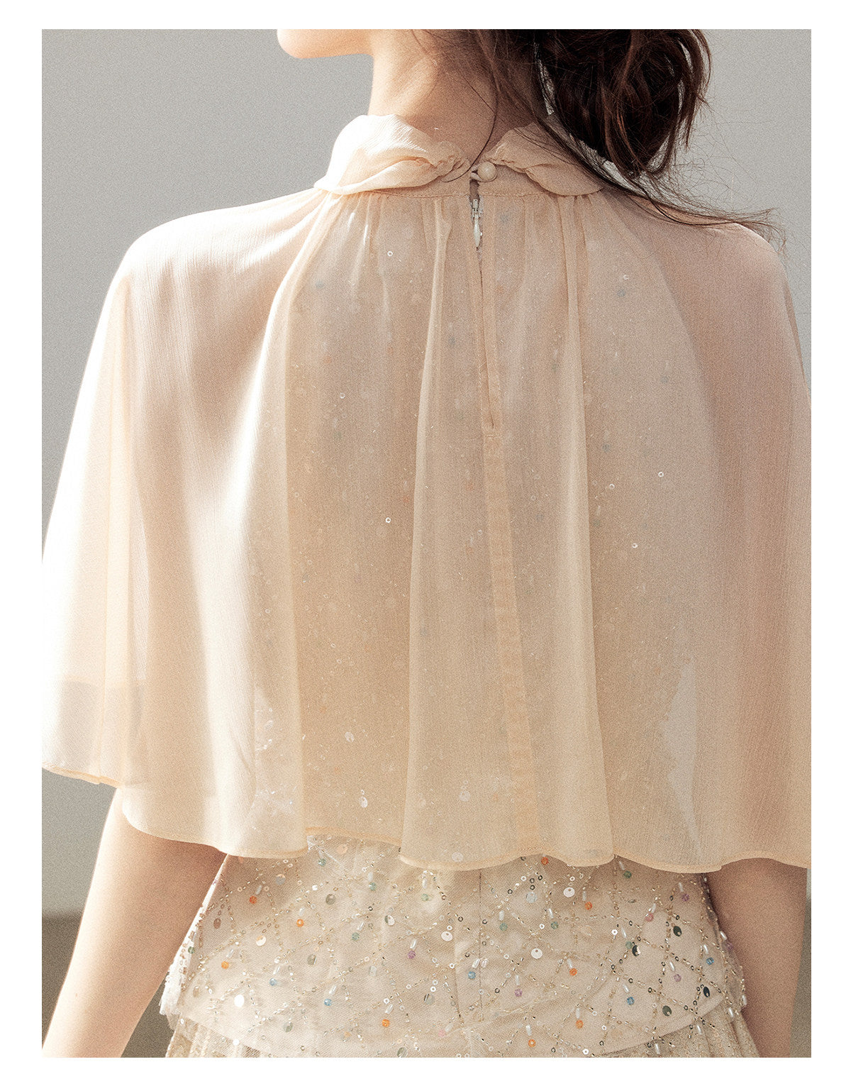 ShaoYeYan Aomalm Diffuse Nebula French Sheer Mesh Wrap Top