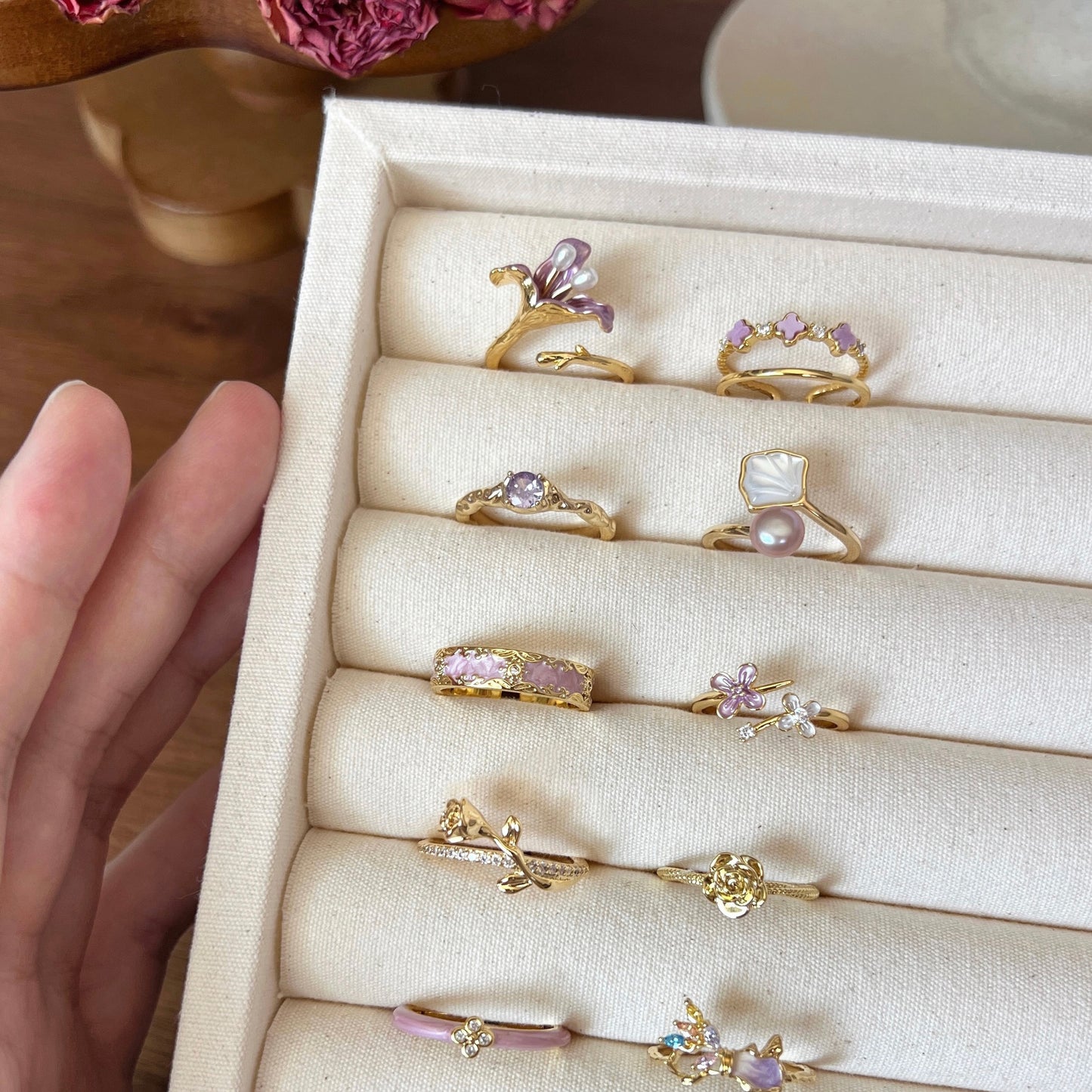 VIGVOG Geometric Purple Gemstone Ring