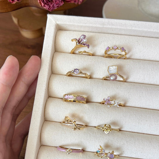 VIGVOG Geometric Purple Gemstone Ring