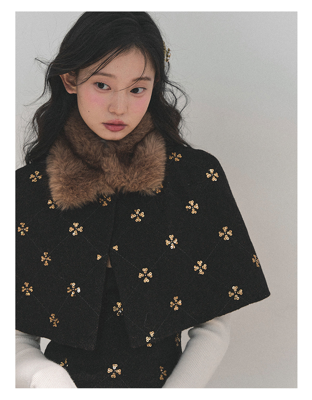 ShaoYeYan Aomalm Waltz on a Snowy Night Wool Cape Dress