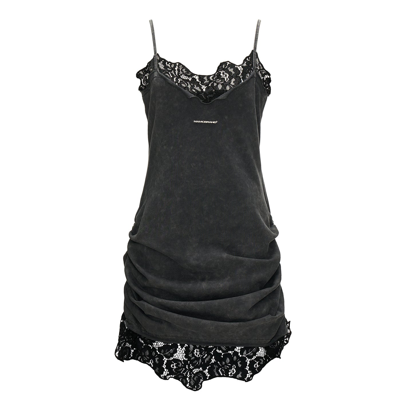 MAMC Gray Lace Panel Slip Dress