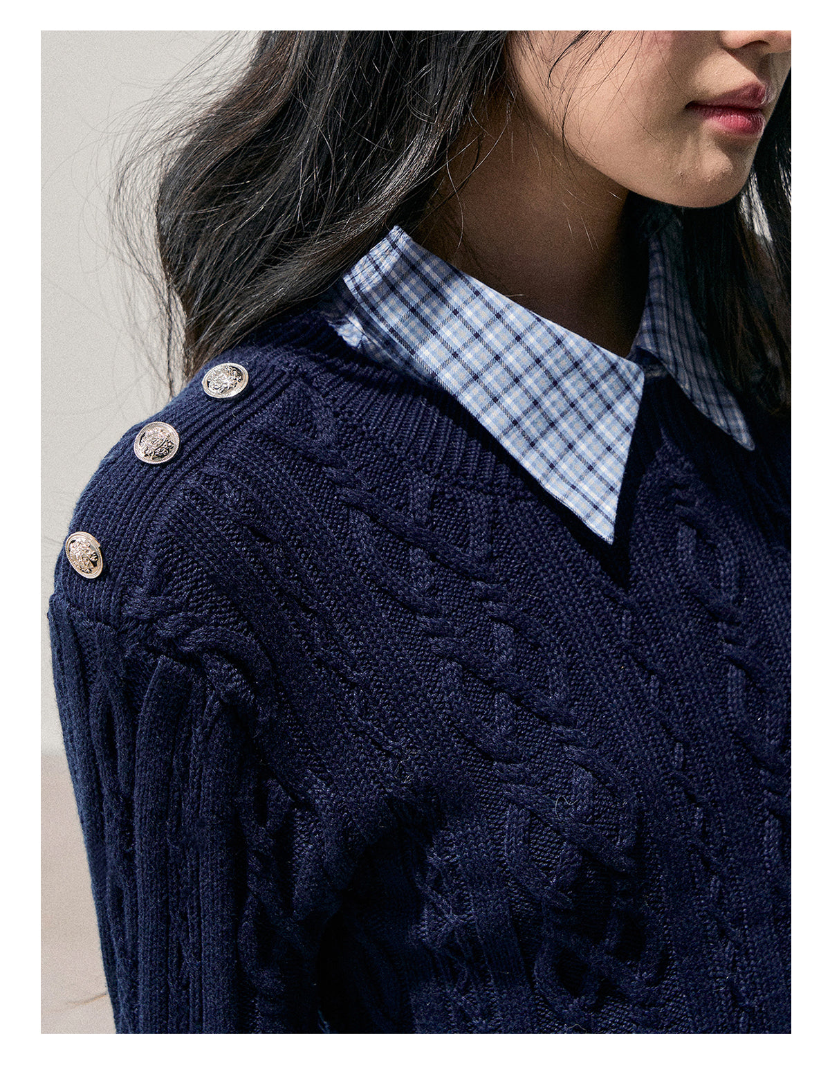 ShaoYeYan Aomalm Unfinished Poem Cable Plaid Sweater