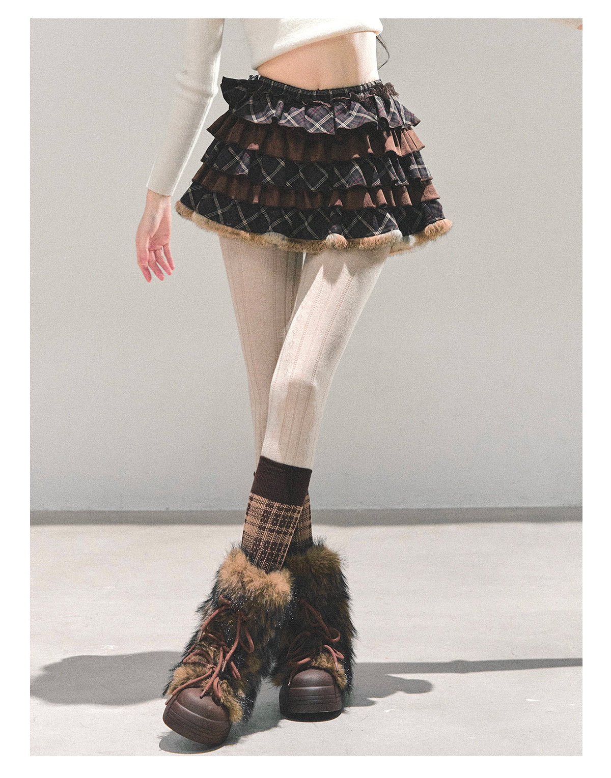 ShaoYeYan Maillard Sonnet High-Waist Plaid Puff Skirt