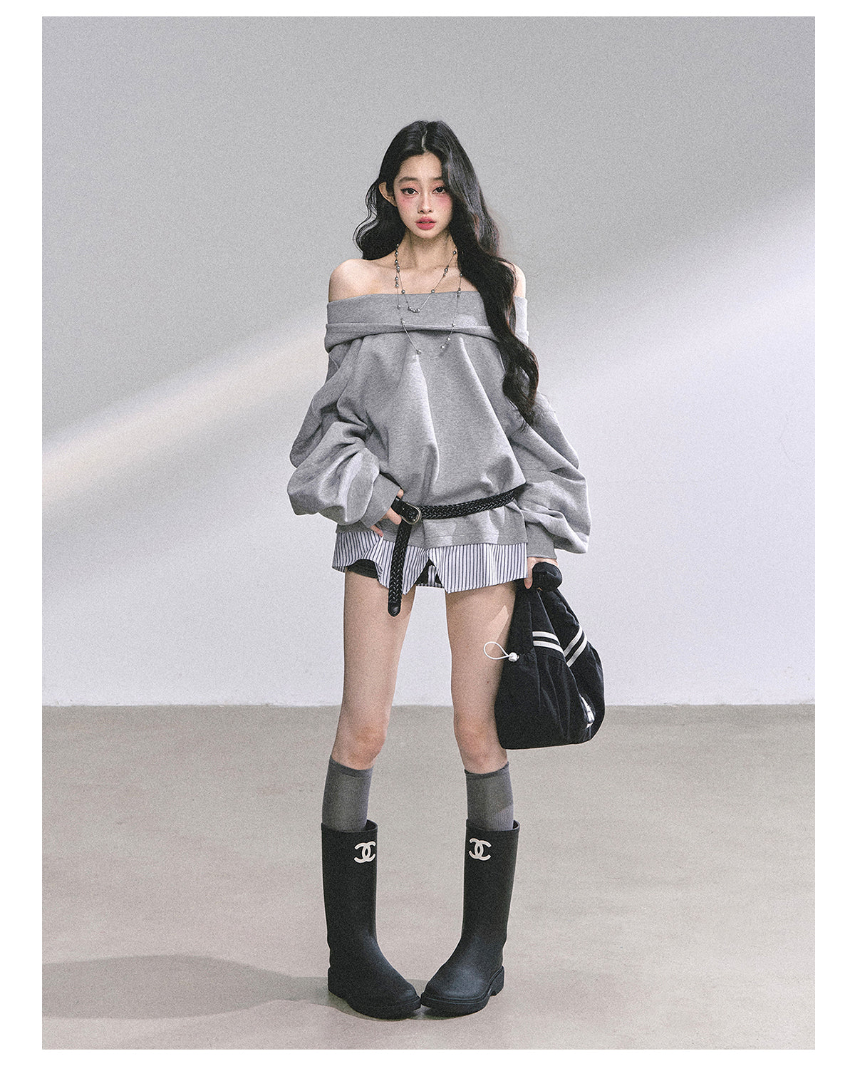 SHAOYEYAN Fake Two-Piece Oversized Hoodie (with belt)