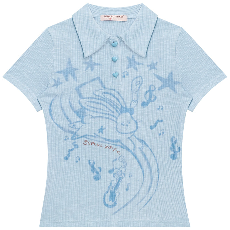 ziziFei Vintage Bunny Polo Shirt