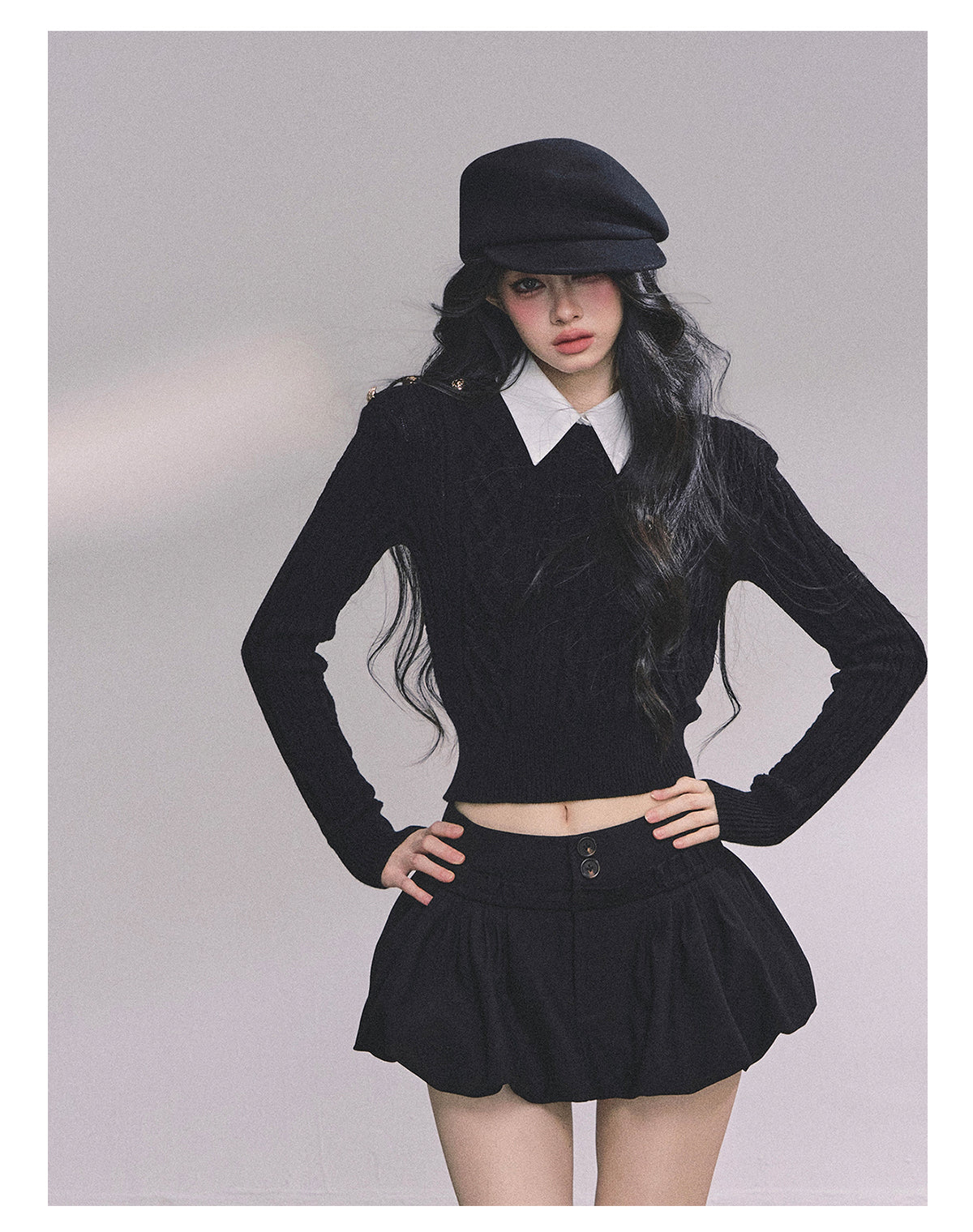 ShaoYeYan Intellectual Aesthetic Fake Two-Layer Knit Sweater