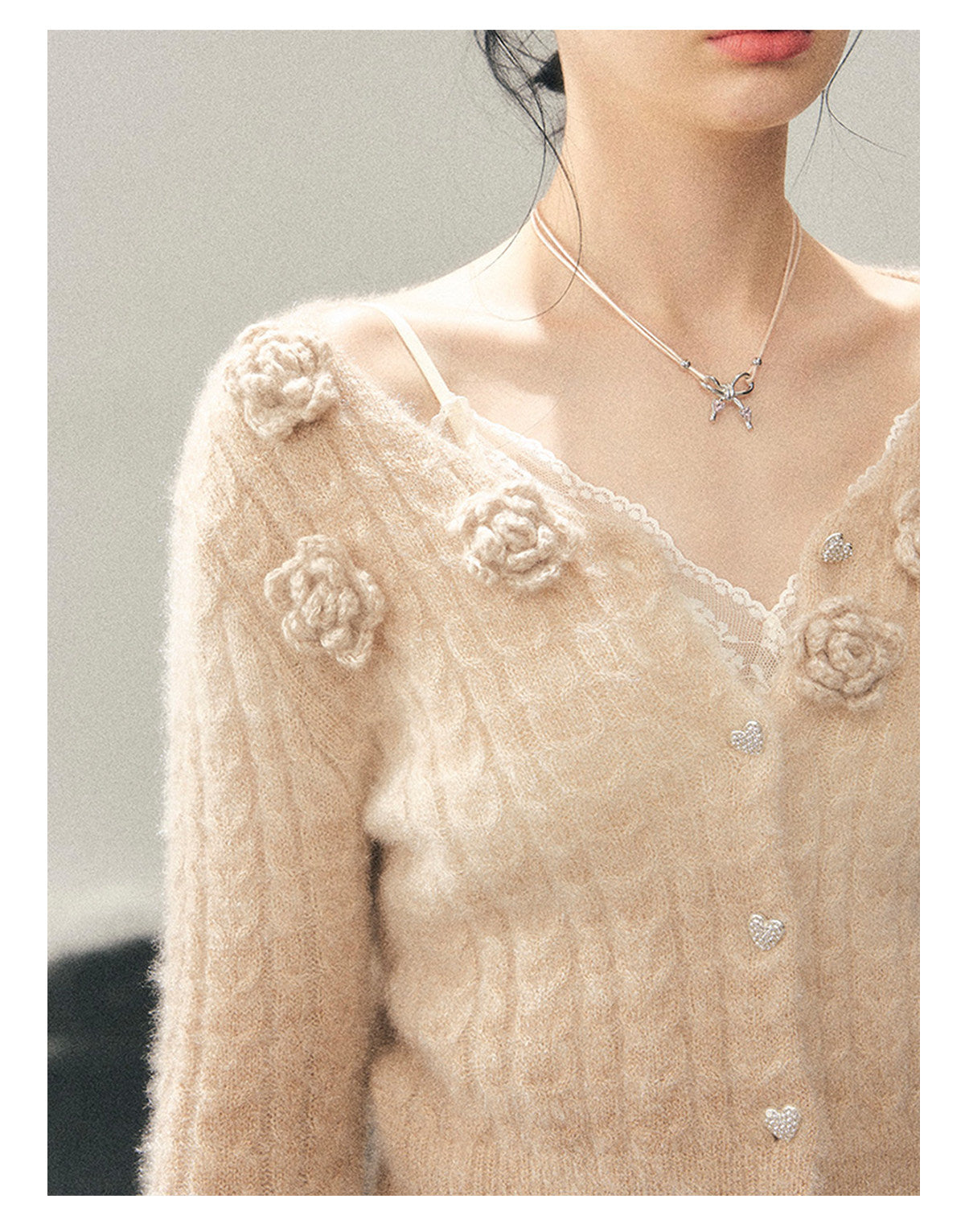 ShaoYeYan Aomalm Density of Residual Warmth French 3D Flower Sweater