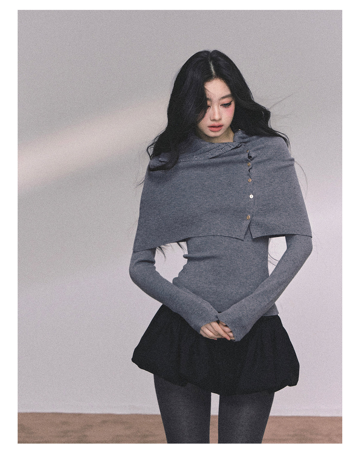 ShaoYeYan Noblewoman Waist-Defining Long Sleeve Knit Top