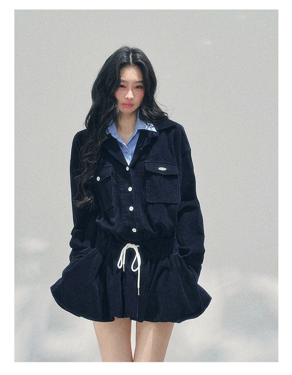 ShaoYeYan Aomalm Brewer Academy Fake Two-Layer Corduroy Dress