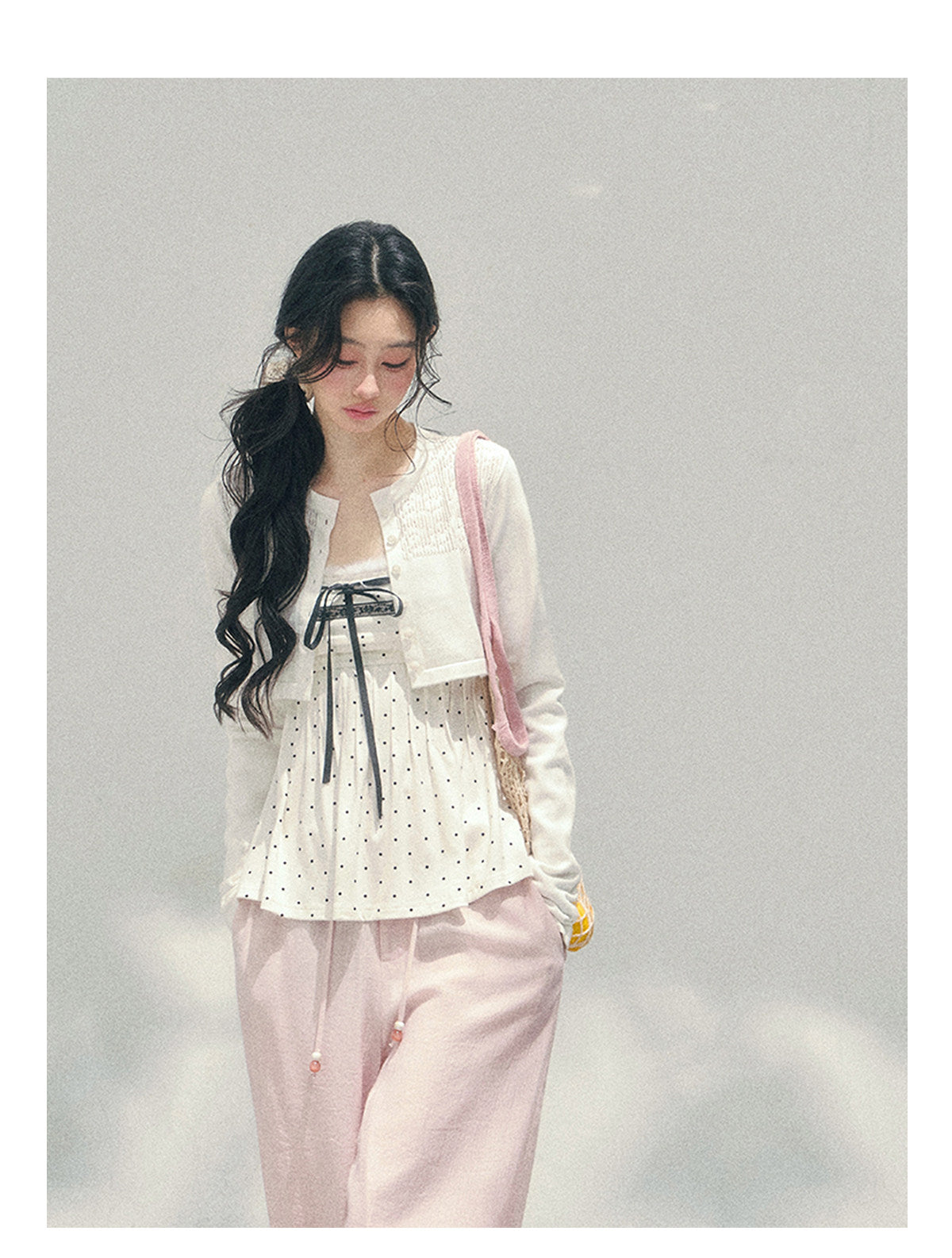 ShaoYeYan Aomalm Polka Dot Brandy French Lace Top & Jacket Set