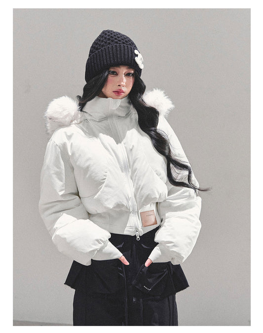 ShaoYeYan Loose Hooded Short Padded Jacket