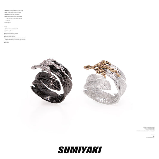 SUMIYAKI Liquid Metal Feather Ring