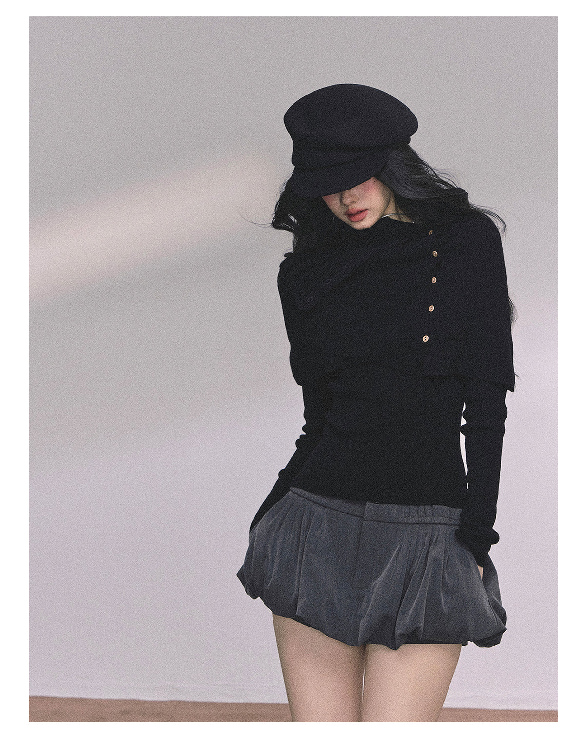 ShaoYeYan Noblewoman Waist-Defining Long Sleeve Knit Top