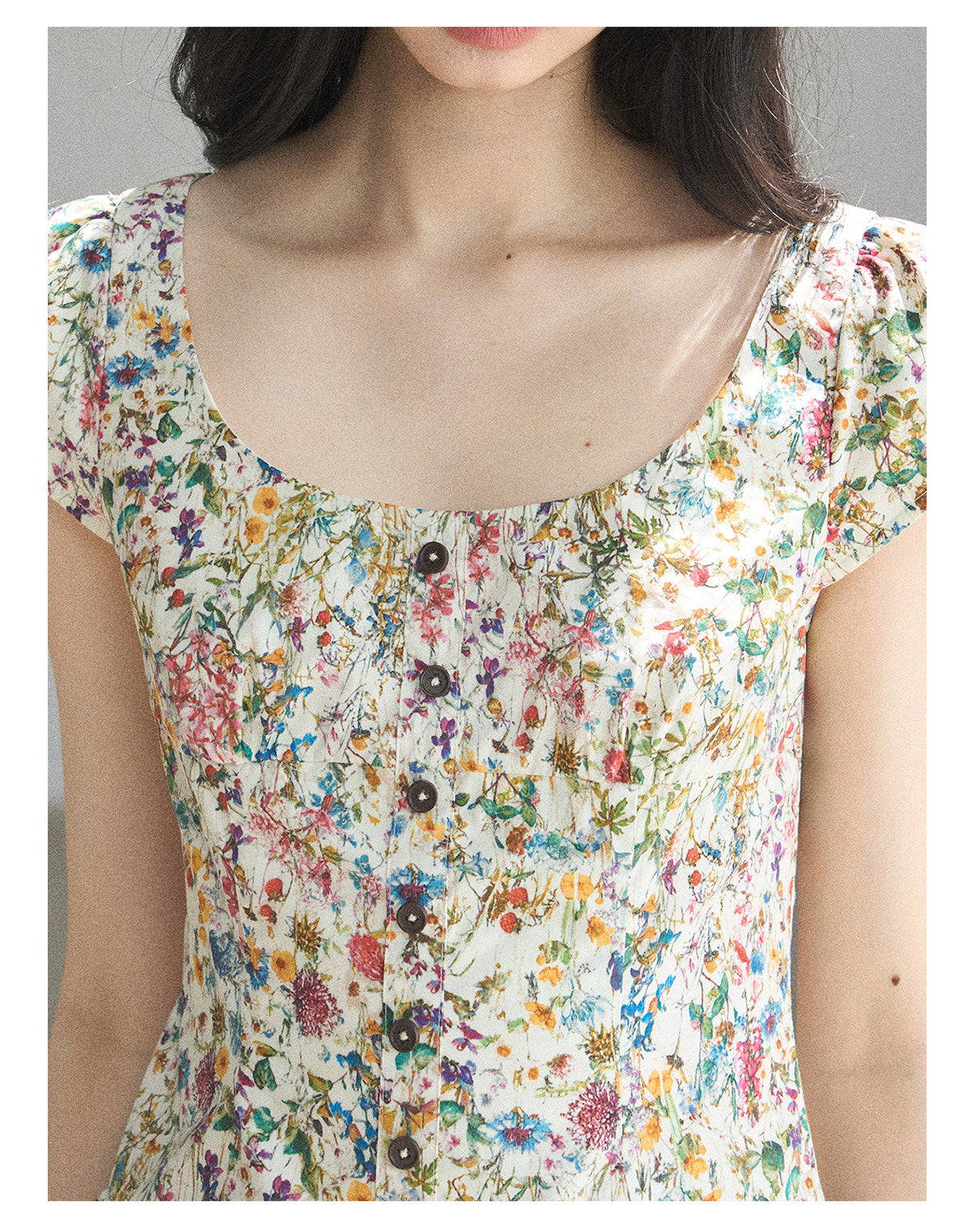 ShaoYeYan Aomalm Blazing Full Bloom French Floral Puff Dress