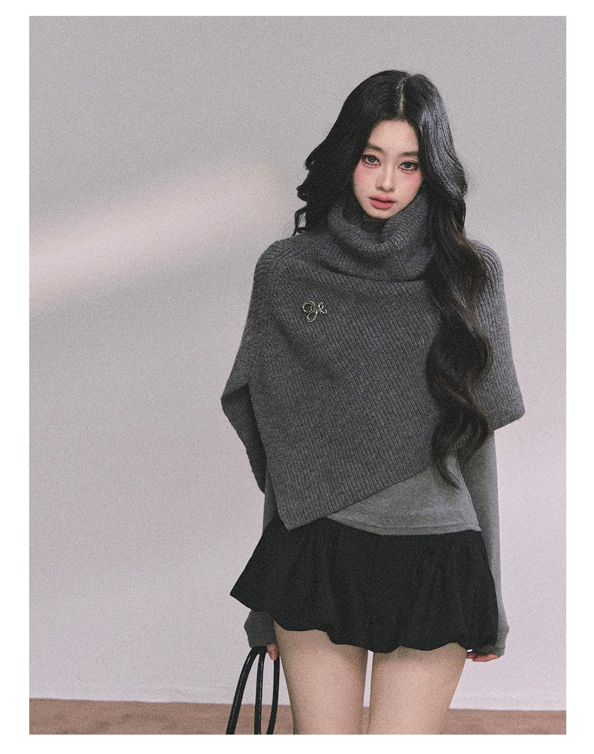 ShaoYeYan Late Autumn Sycamore Korean Style Loose High-Neck Sweater & Shawl