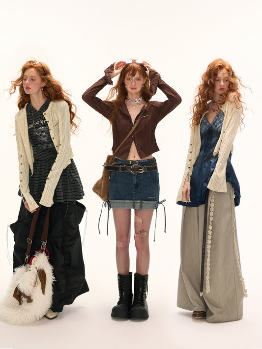 MAMC Striped Multi-Button Cardigan