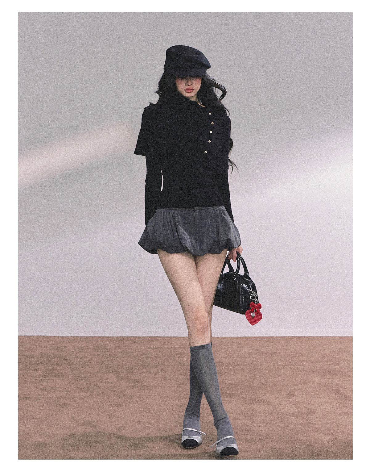 ShaoYeYan Noblewoman Waist-Defining Long Sleeve Knit Top