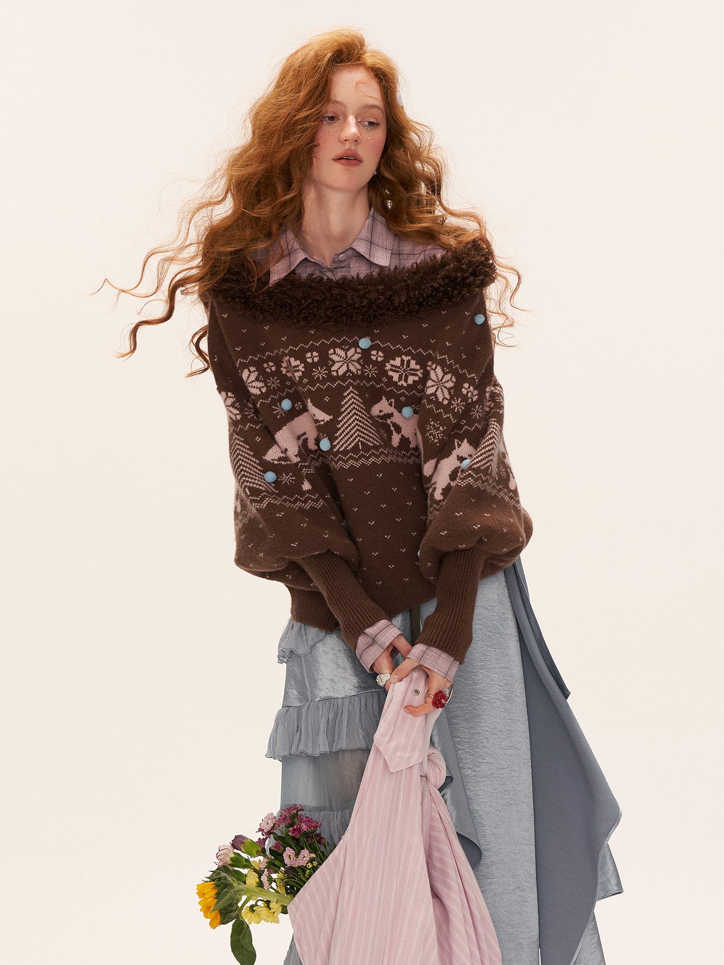 MAMC Fox Fair Isle V-Neck Sweater