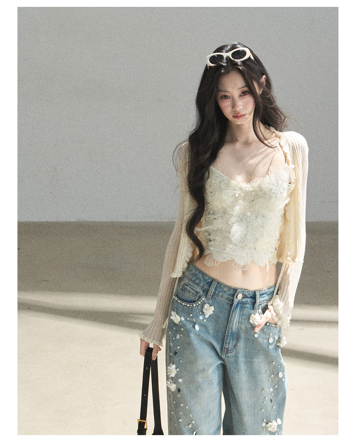 ShaoYeYan Aomalm Waiting for a Passing Breeze French Lace Cami Set (free size)