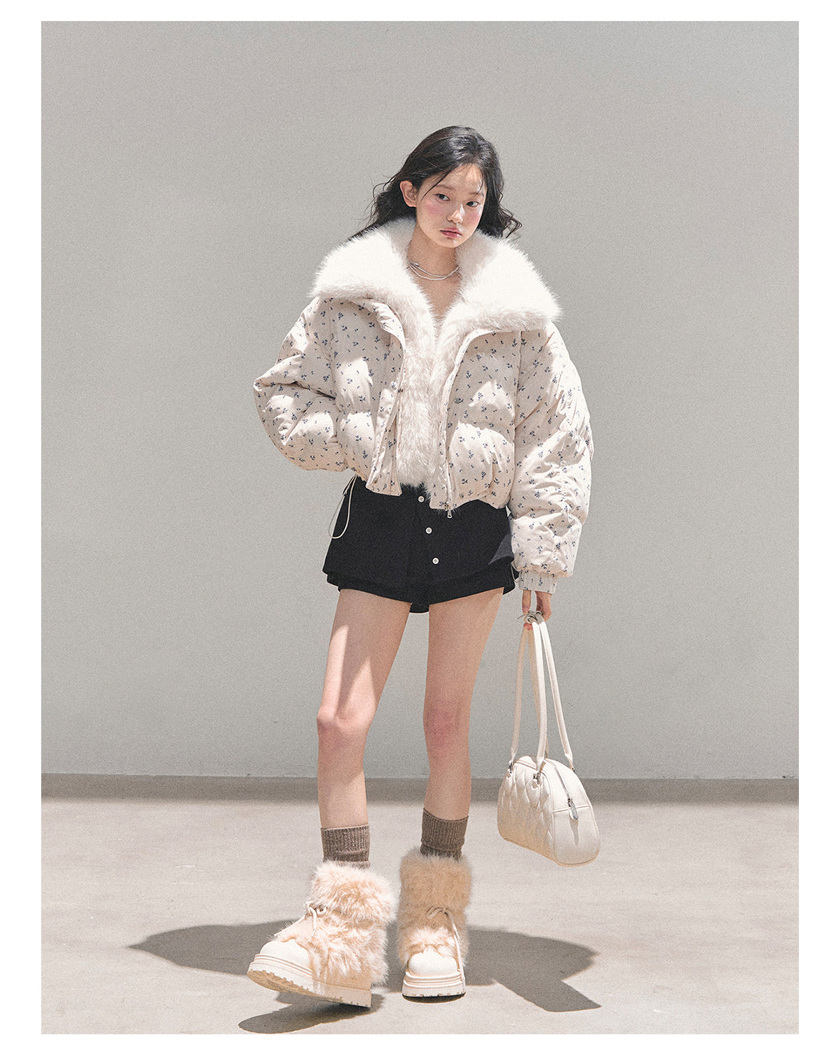 ShaoYeYan Silent Blue White Duck Down Puffer Jacket