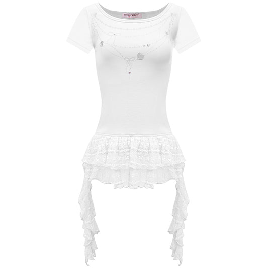 ziziFei Retro Chain Print Corset Tee