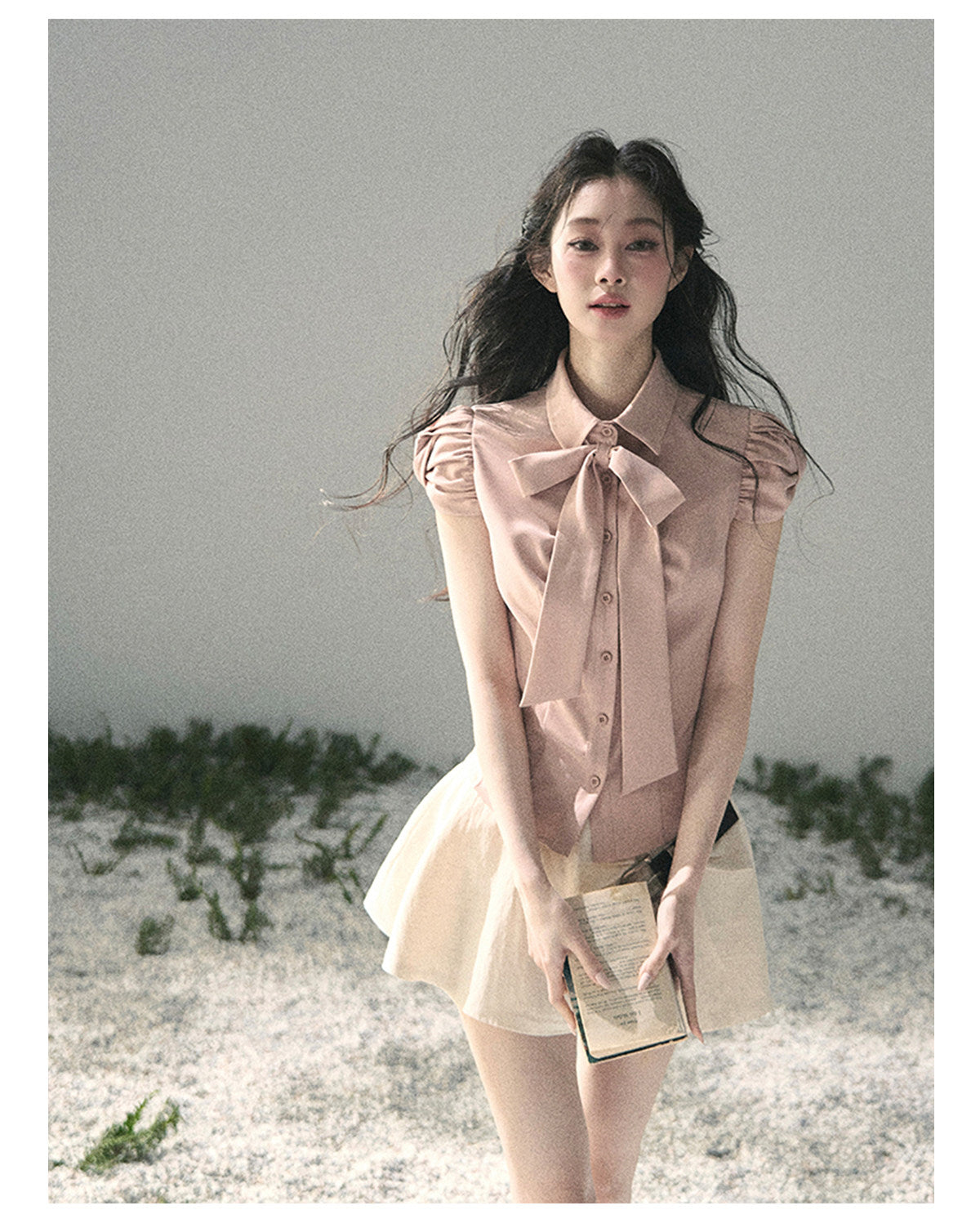 ShaoYeYan Aomalm Powdered Sugar Secrets Bow French Blouse