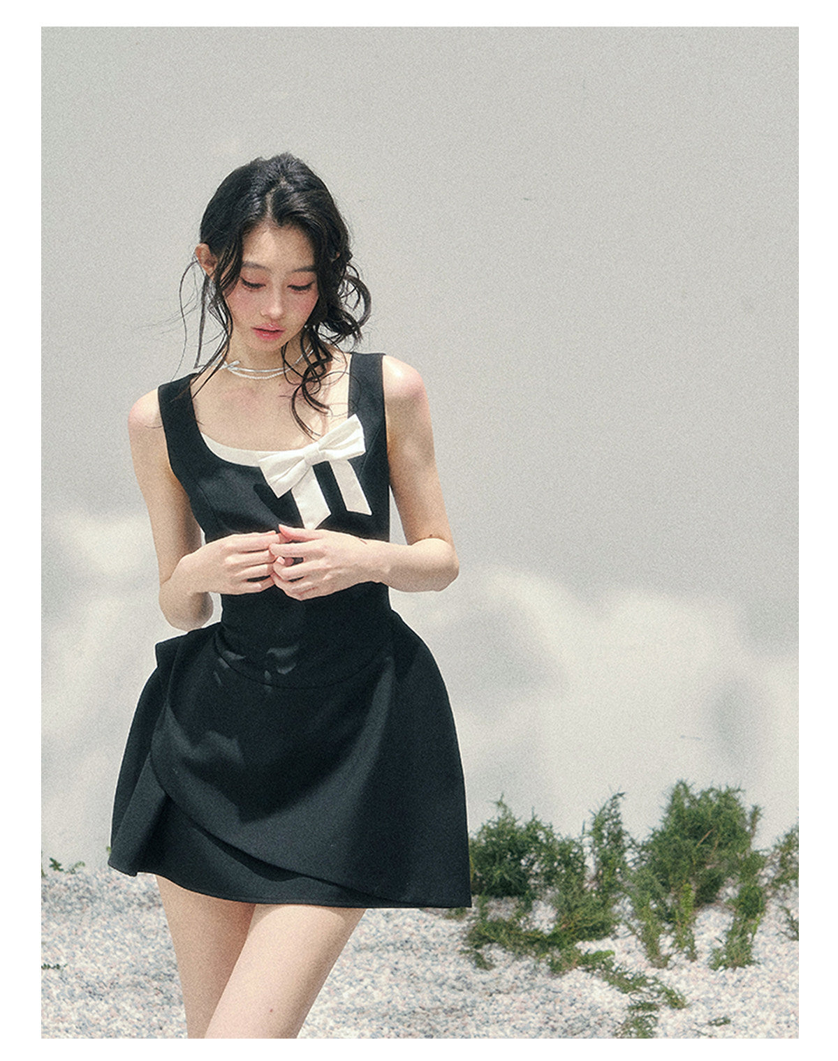 ShaoYeYan Aomalm Her Sweetness Sinks Fake Two-Layer French Dress