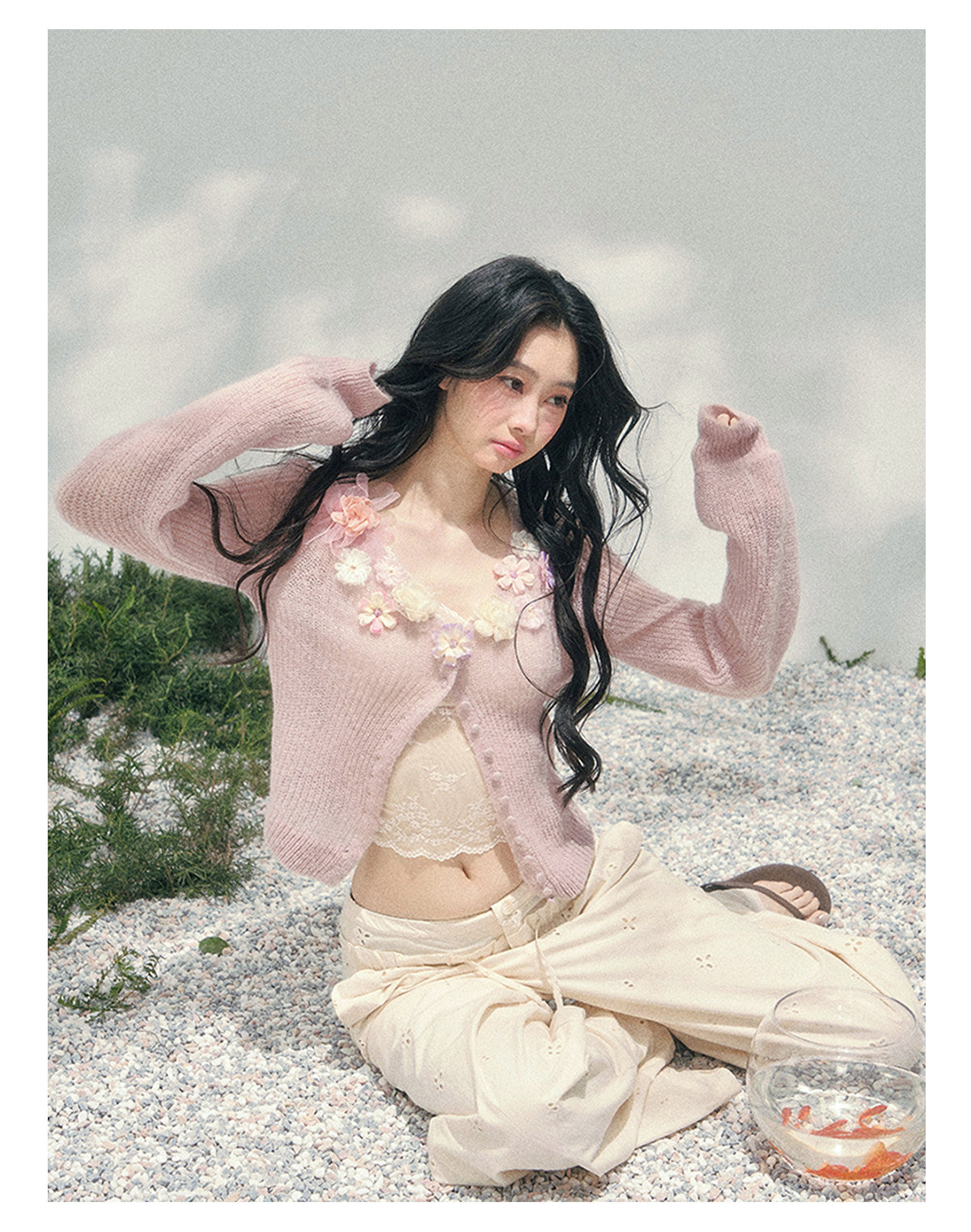 ShaoYeYan Aomalm Soft Spring Breeze 3D Floral Sweater