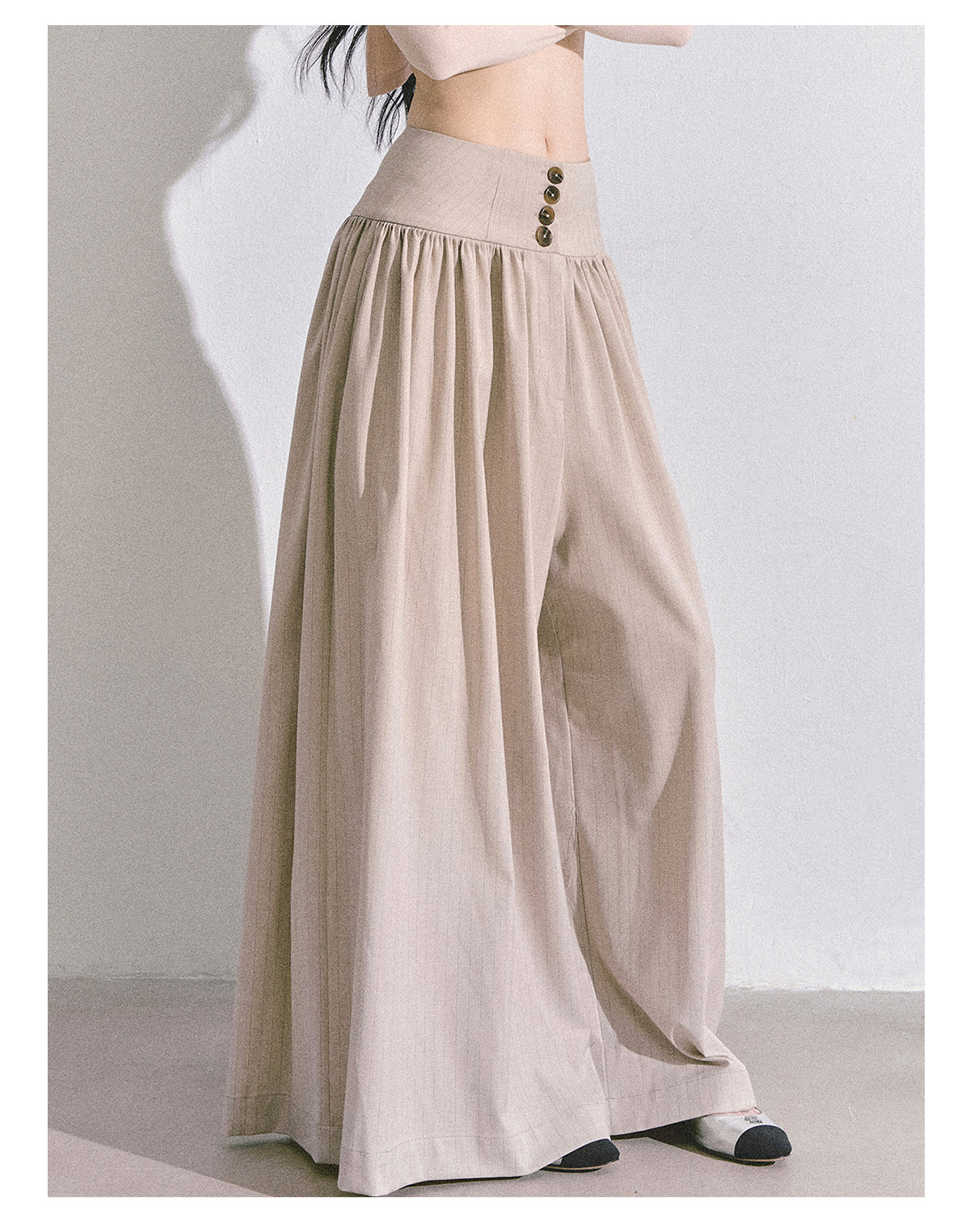 ShaoYeYan Rosa Street Loose Fit Wide-Leg Trousers