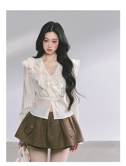 ShaoYeYan Showa Naho French V-Neck Lace Blouse