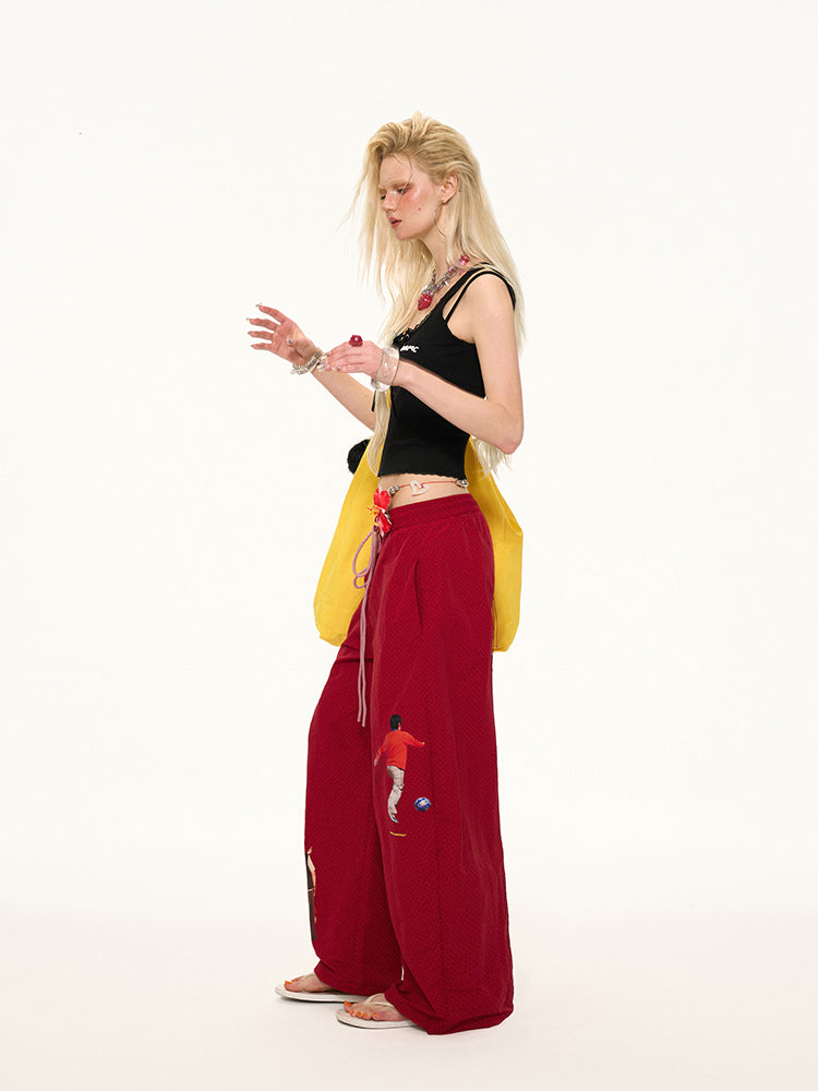 MAMC Red Wide-Leg Pants
