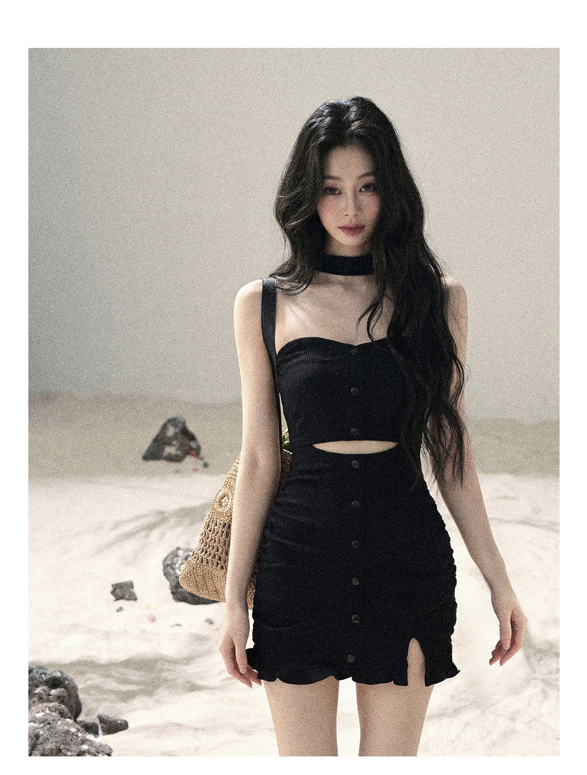 ShaoYeYan Aomalm Gap of Light & Shadow Korean Halter Knit Dress