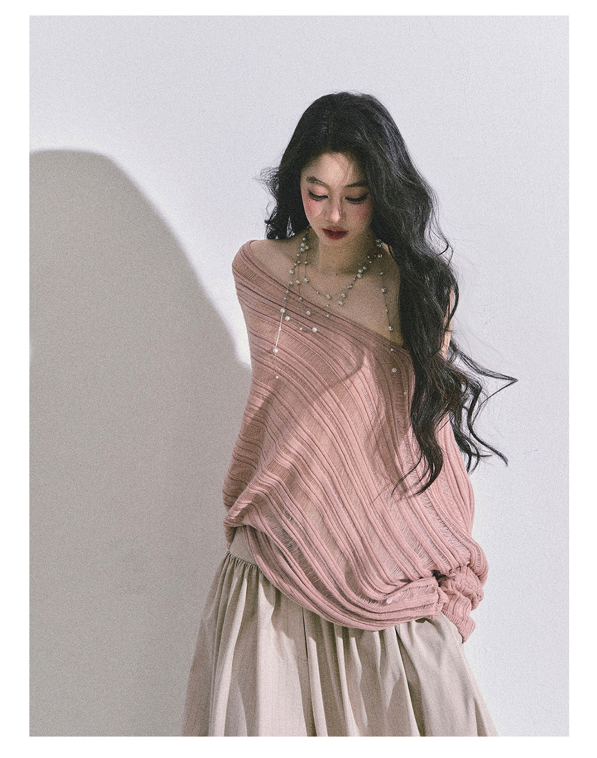 ShaoYeYan Gentle Sister French Style Off-Shoulder Knit Sweater