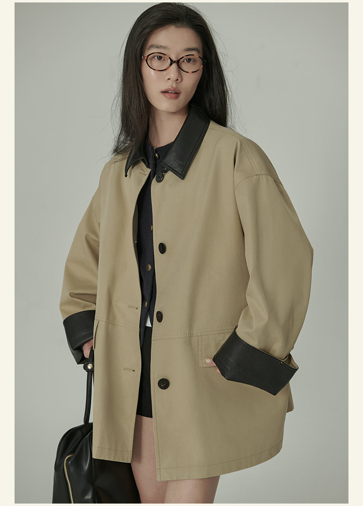 HAVERICE Retro Old Letters Trench Coat