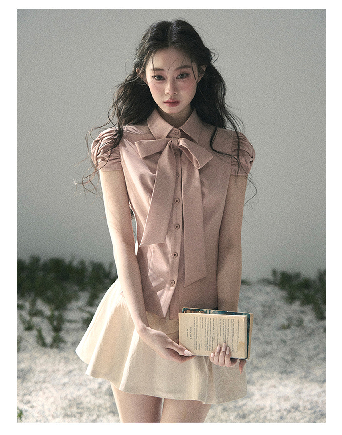 ShaoYeYan Aomalm Powdered Sugar Secrets Bow French Blouse