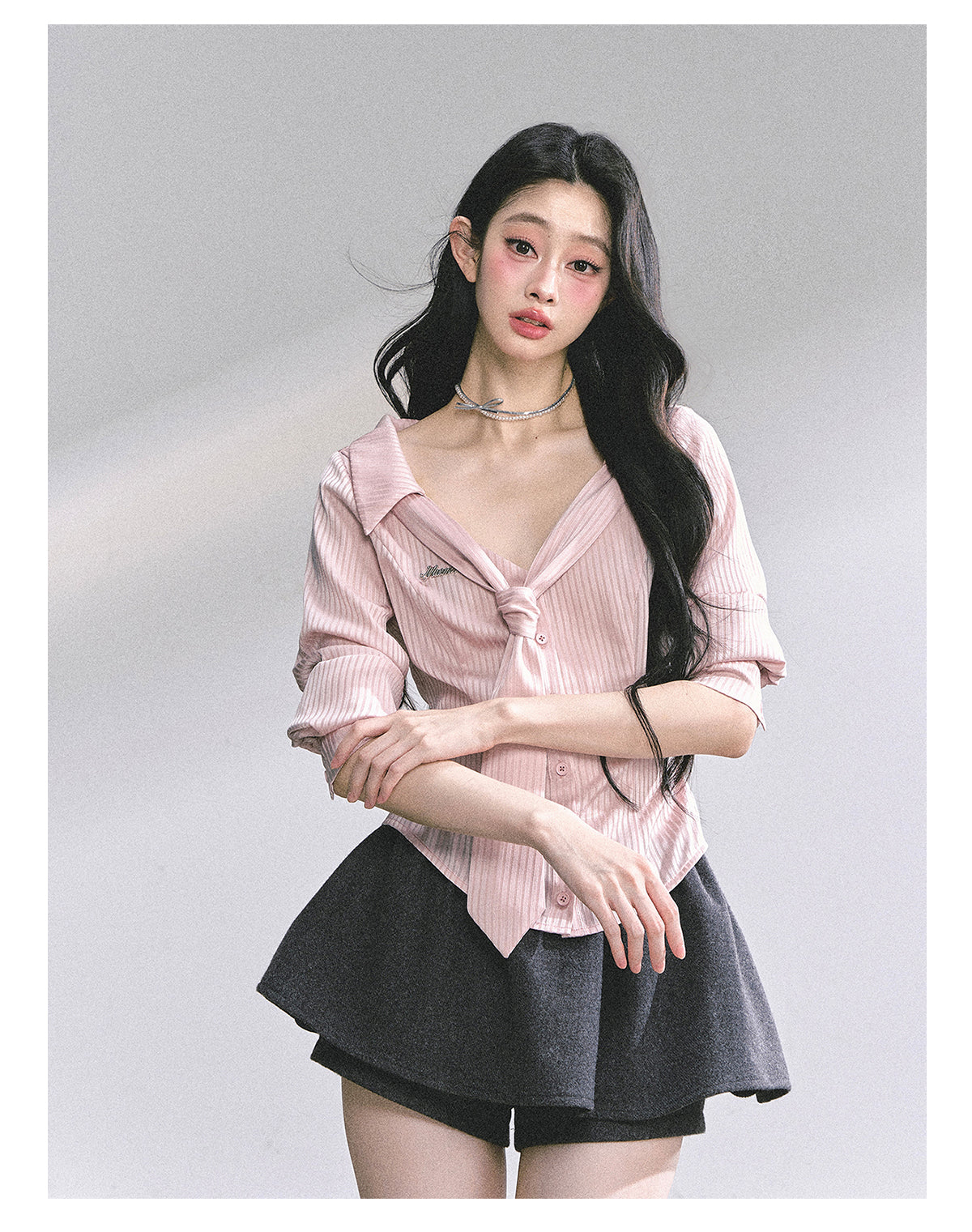 SHAOYEYAN Pink Polo Stripe Shirt